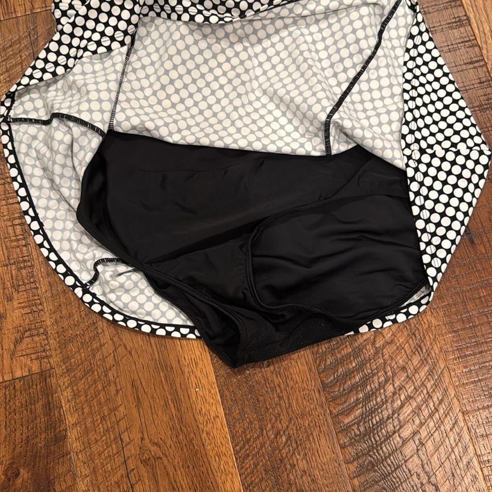 VENUS Black and White Polka Dot One-Piece Swimdress with Yellow Accent - Picture 3 of 5